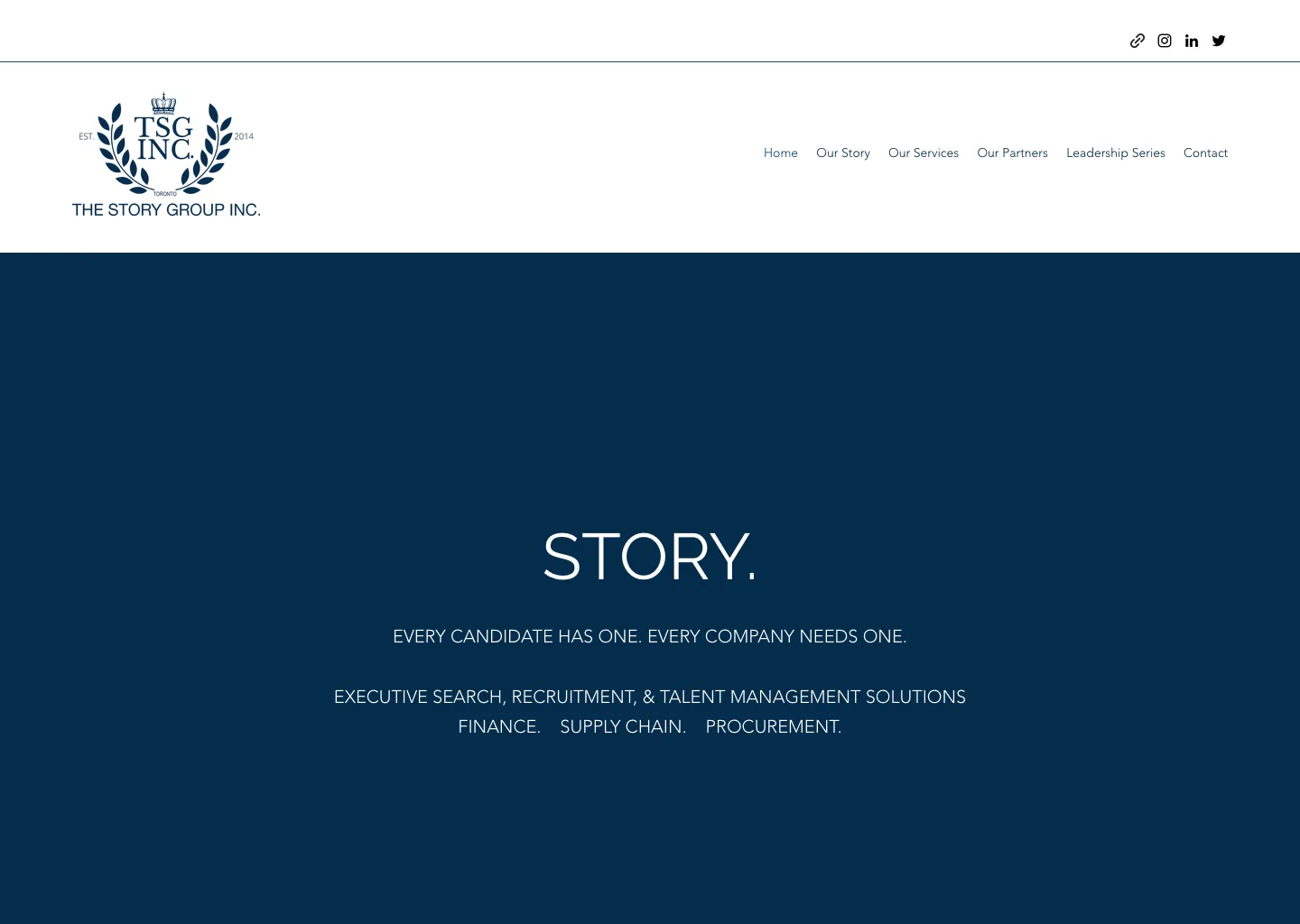 The STORY Group’s old Wix homepage, before the rebuild